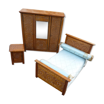 Children's toy, bedroom, bed, wardrobe and bedside, 30s Art Deco