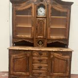 Provencal buffet in solid walnut Two-body buffet with pendulum 19th century
