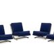 Pair of armchairs and pouf in chrome steel. 1970s, Valérian Rybar.