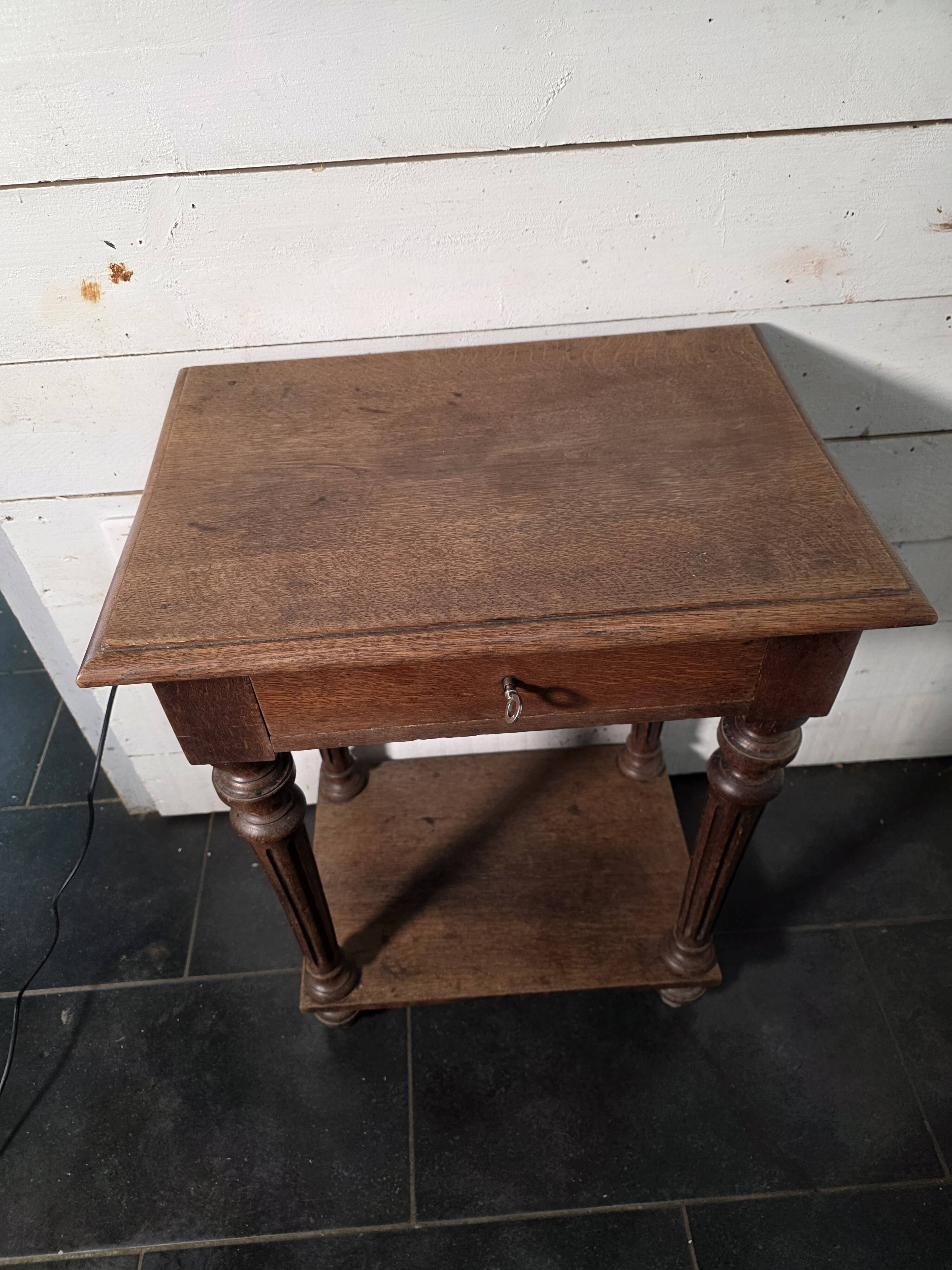 Louis XVI style bedside table in solid oak