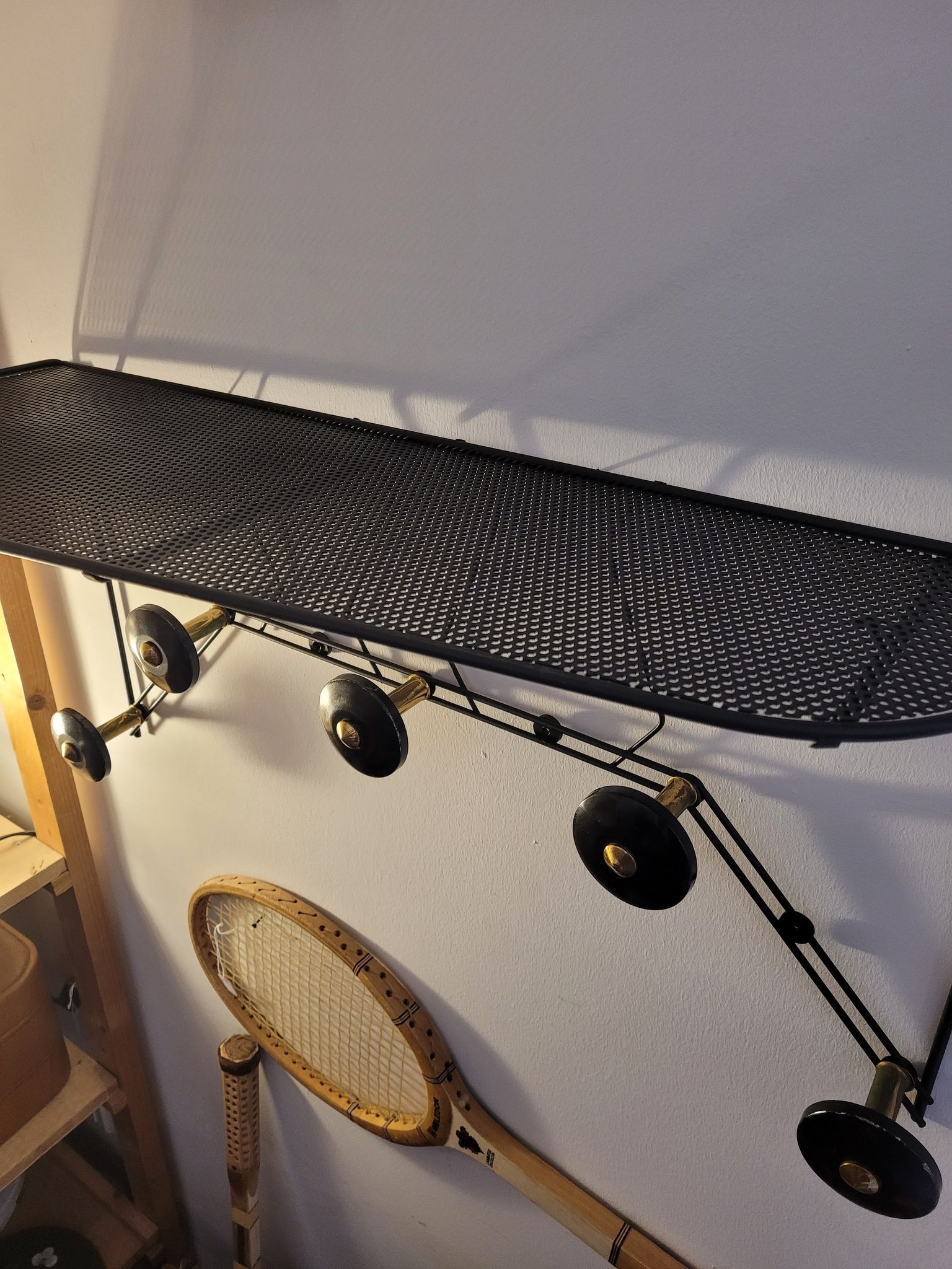 1950s wall-mounted coat rack