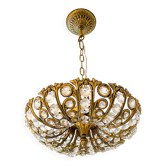 Vintage Palwa suspension in solid brass and crystal.