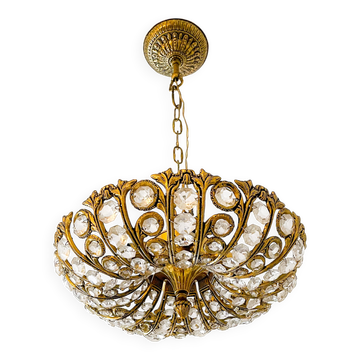 Vintage Palwa suspension in solid brass and crystal.