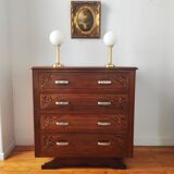 Art Deco chest of drawers in solid walnut