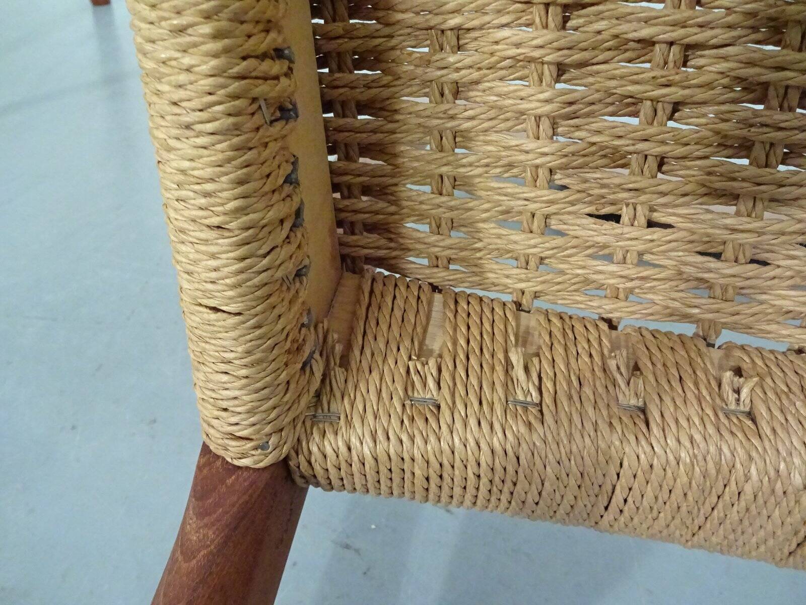 Set of Teak and Paper Cord Dining Chairs by Ejner Larsen for Glyngøre Stolefabrik, 1960s