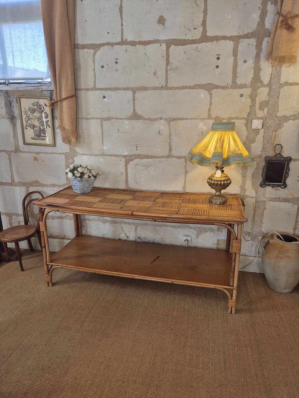 Vintage rattan console