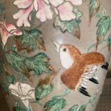 Antique Japanese vase in ceramic with floral and bird decoration, 19th century.
