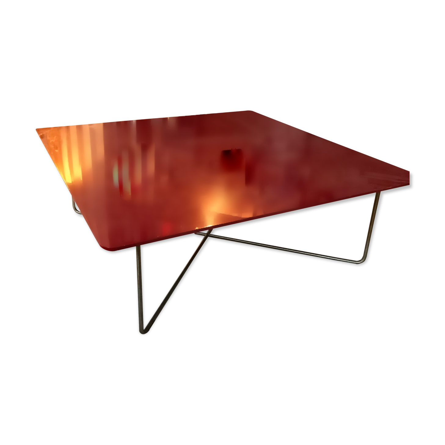 coffee table red lacquer. Model "ORLY" Design Cappellini. 1990