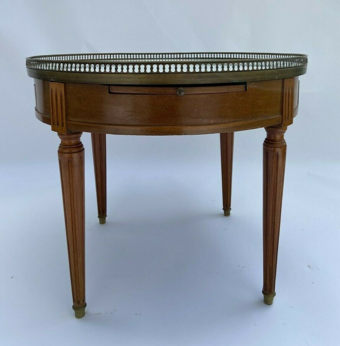 Table bouillote 1950 marble foot with louis xvi style gallery