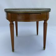 Table bouillote 1950 pied marbre avec galerie style louis xvi