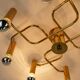 large 1970s sputnik brass CEILING LAMP 8-light ceiling fixture