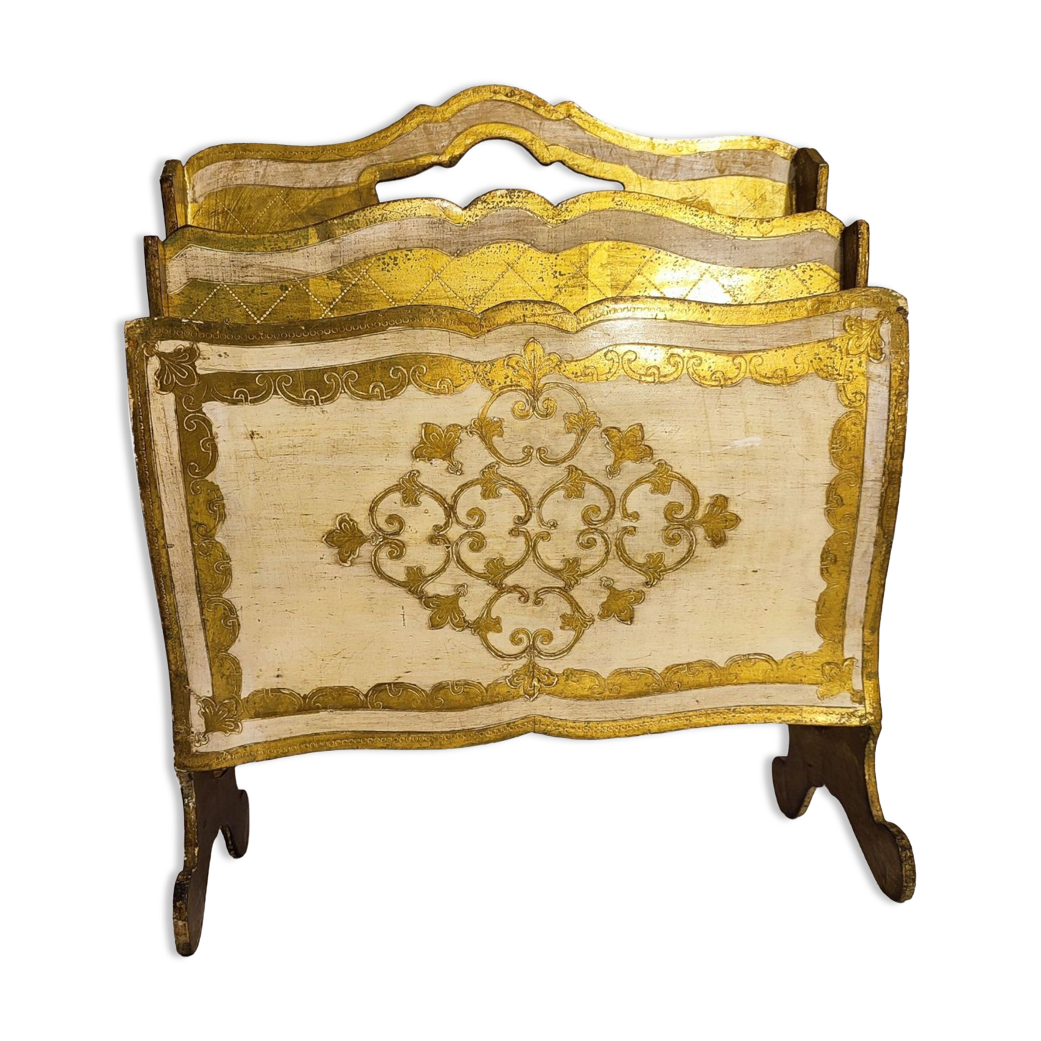 Magazine holder florentin gilded wood