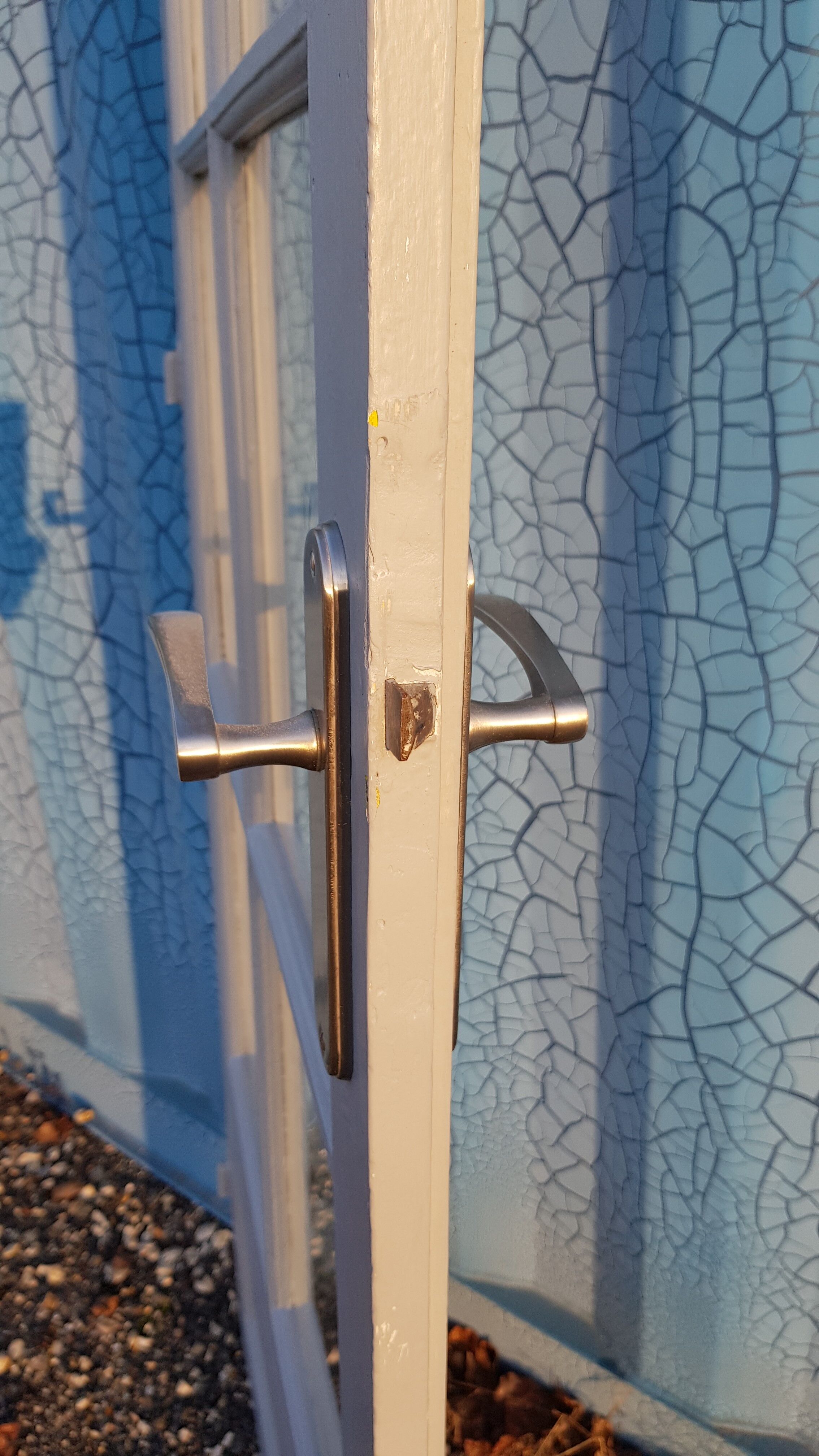 Lot of a double oak glass door