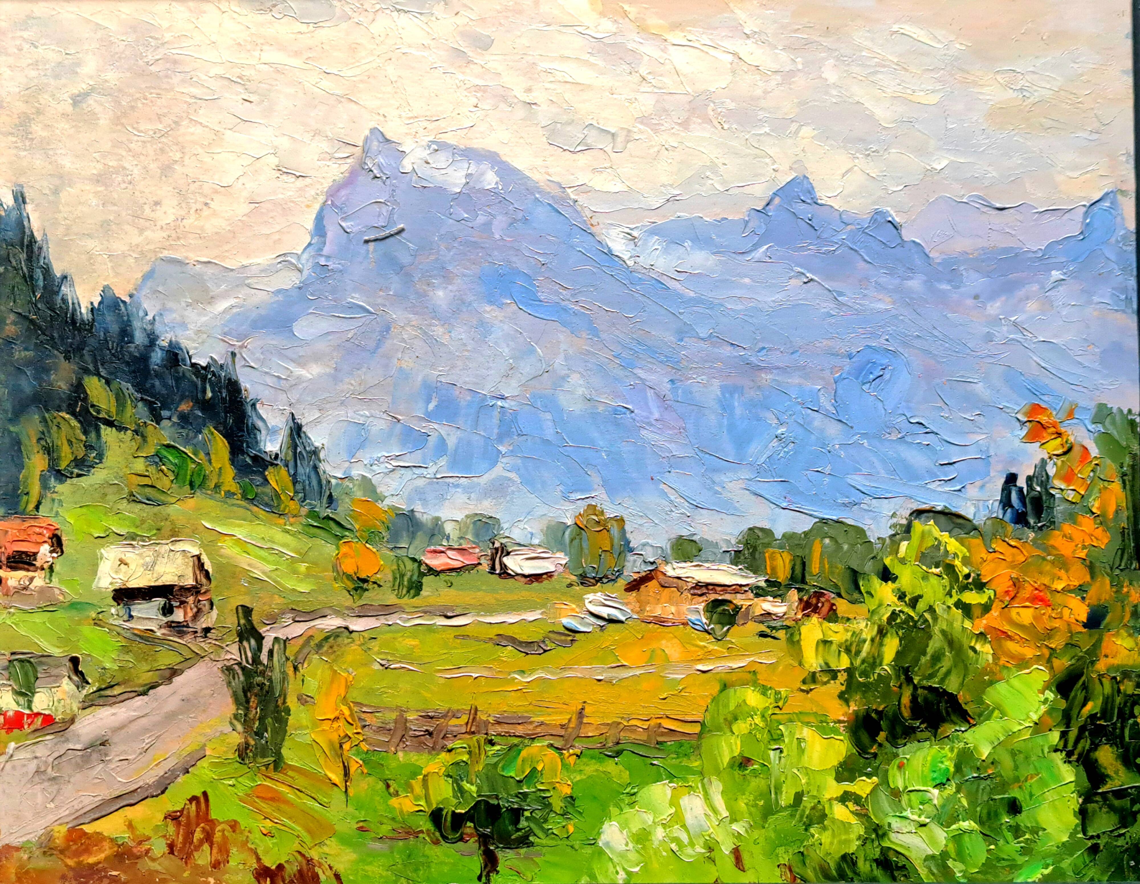 Pair of post-impressionist paintings signed BERJONNEAU, oil on cardboard.