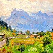 Pair of post-impressionist paintings signed BERJONNEAU, oil on cardboard.
