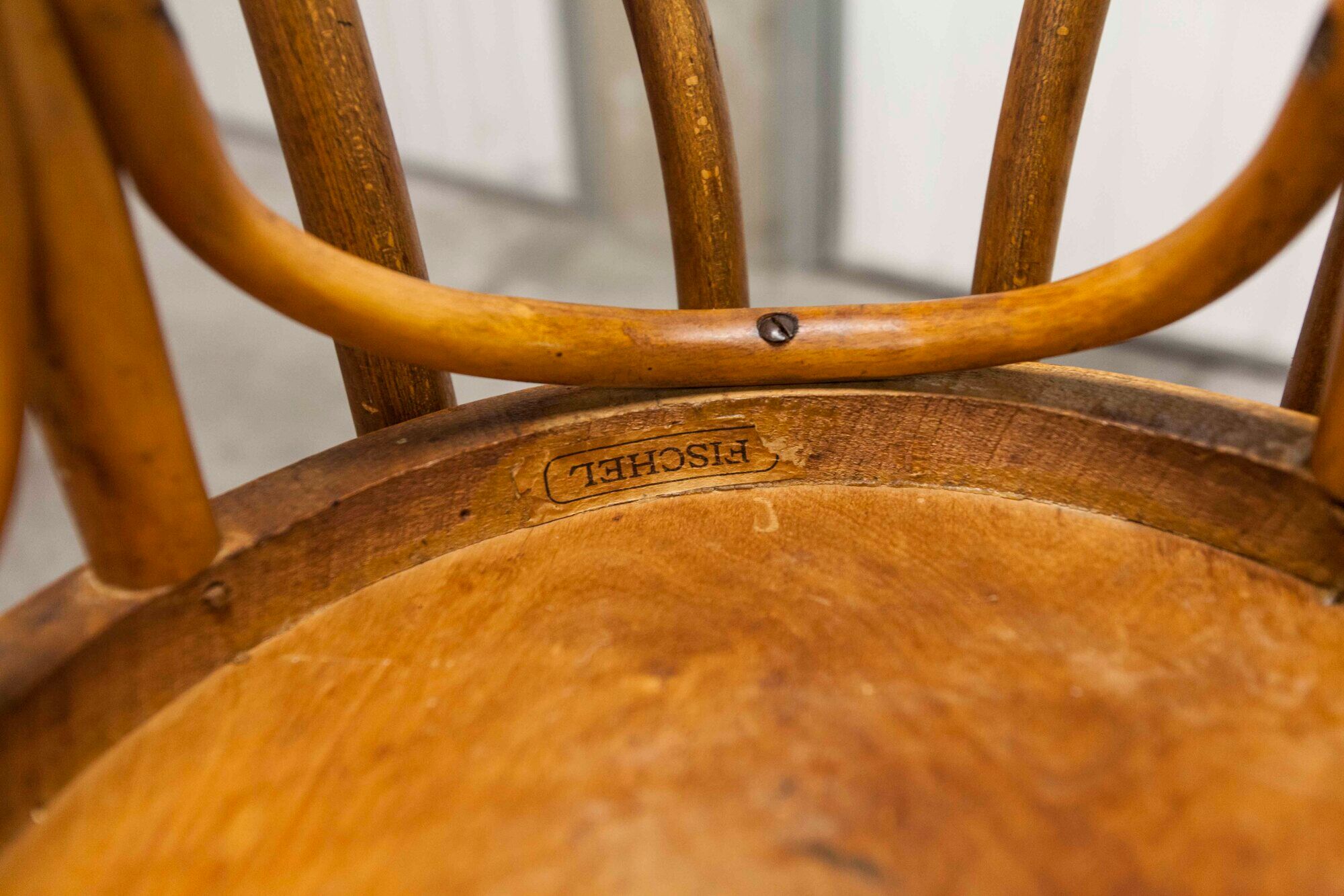 Pair of bistro chairs Fischel 1930 curved wood