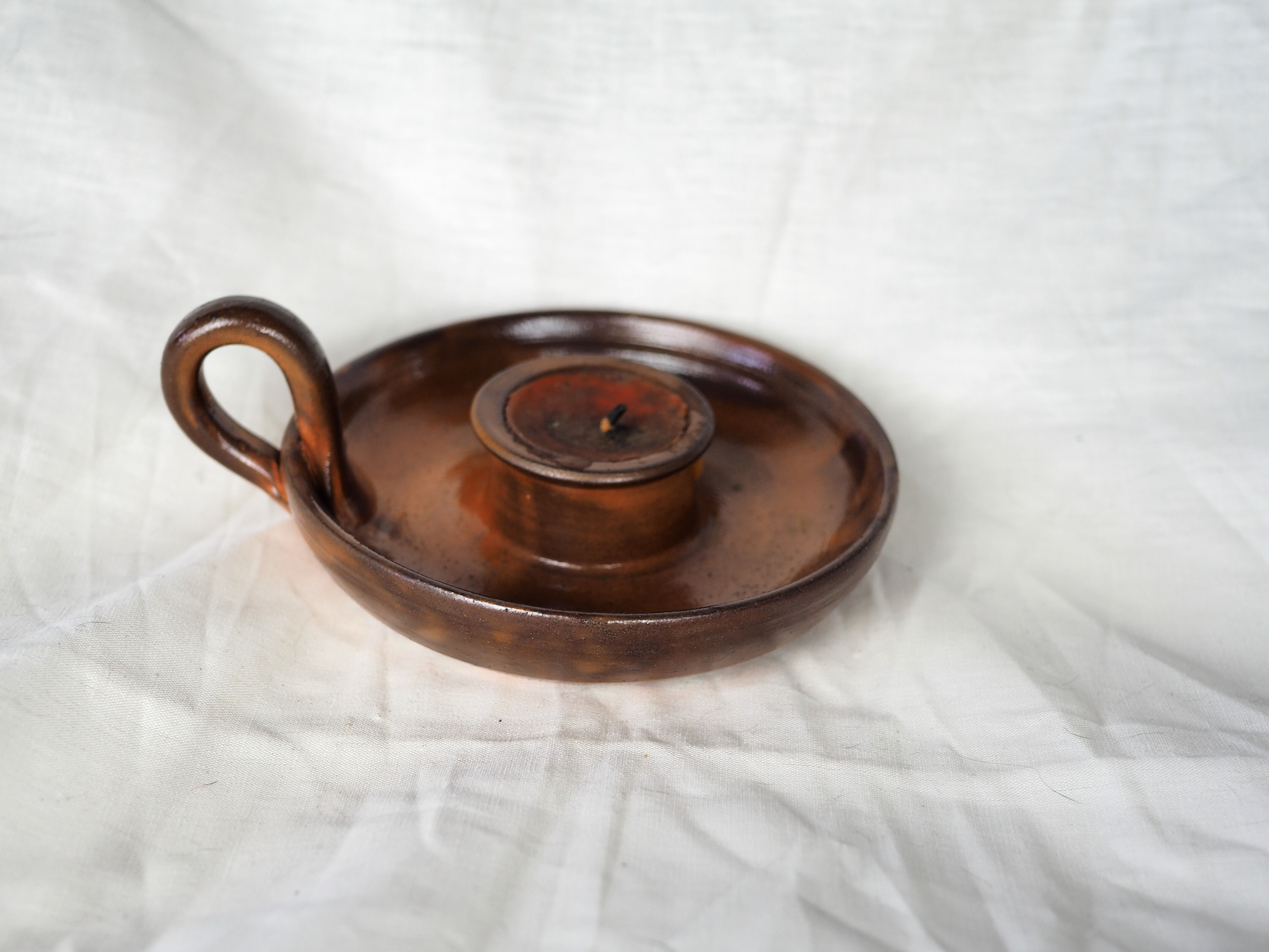 Hand candle holder in smoked sandstone - 70s