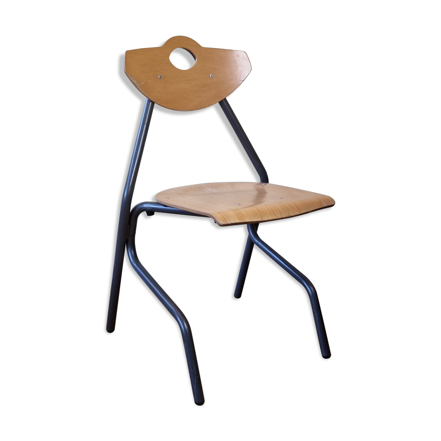 Design workshop chair in tubular steel, slate grey, 82 cm