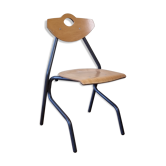 Chaise d'atelier design en acier tubulaire, gris ardoise, 82 cm