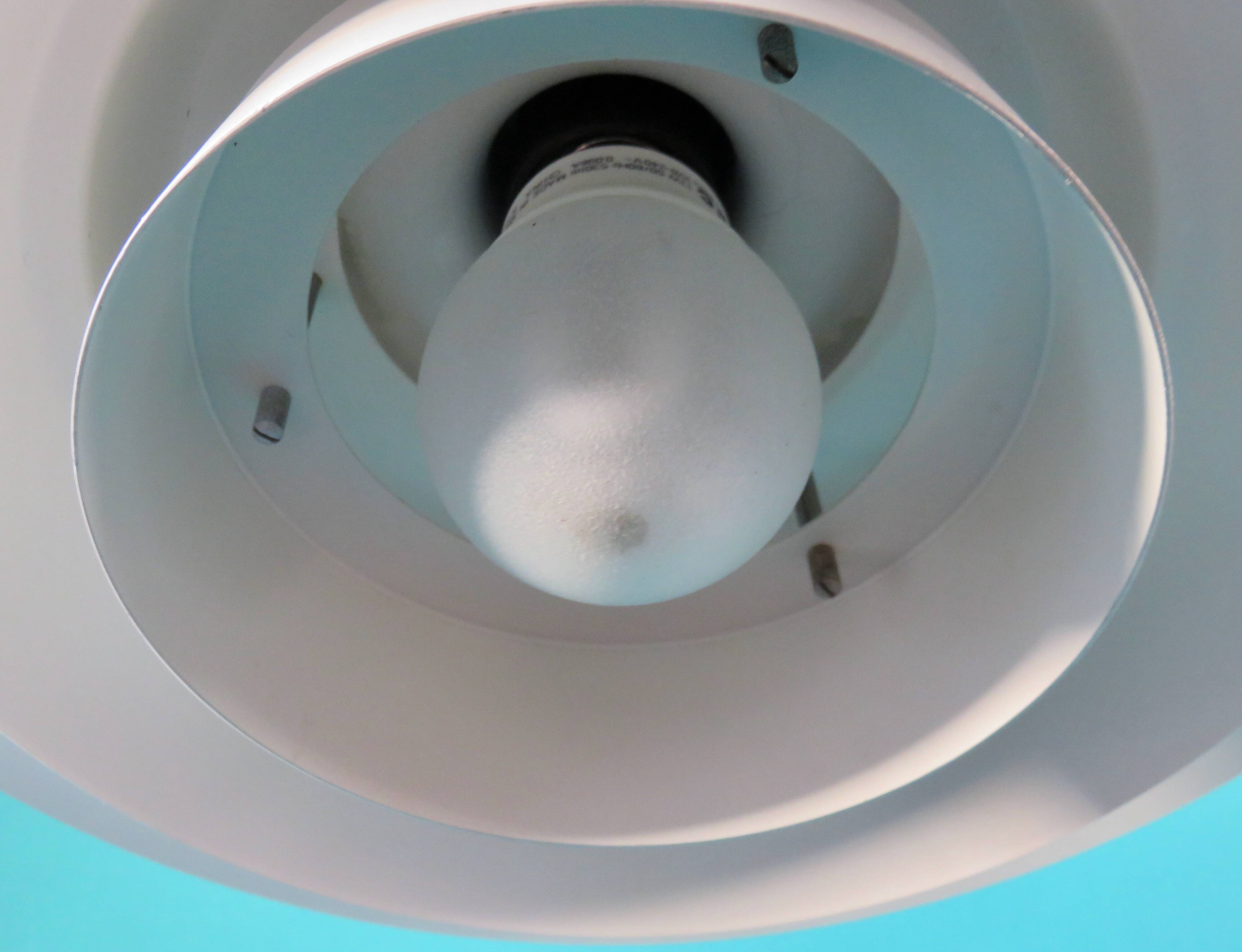 1970s pendant light in white lacquered metal. Denmark 1975
