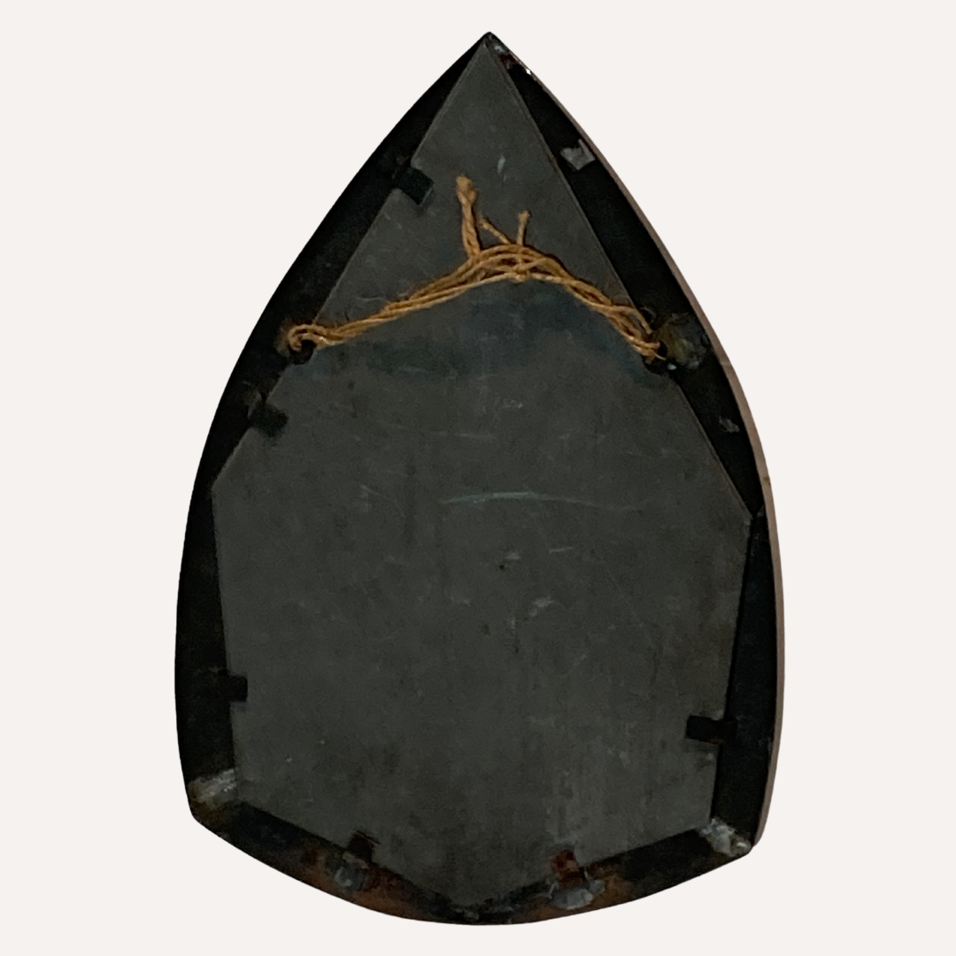 Dutch art deco brutalist copper hammered triangle mirror, 1920-1930s