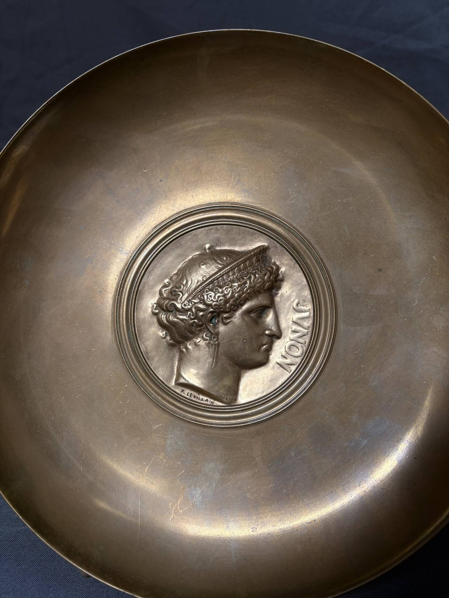 Antique Gilded Bronze Cup 19th Century Barbedienne, Relief of Juno after Levillain