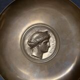 Antique Gilded Bronze Cup 19th Century Barbedienne, Relief of Juno after Levillain