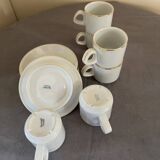 service of 6 express cups with saucers in real porcelain