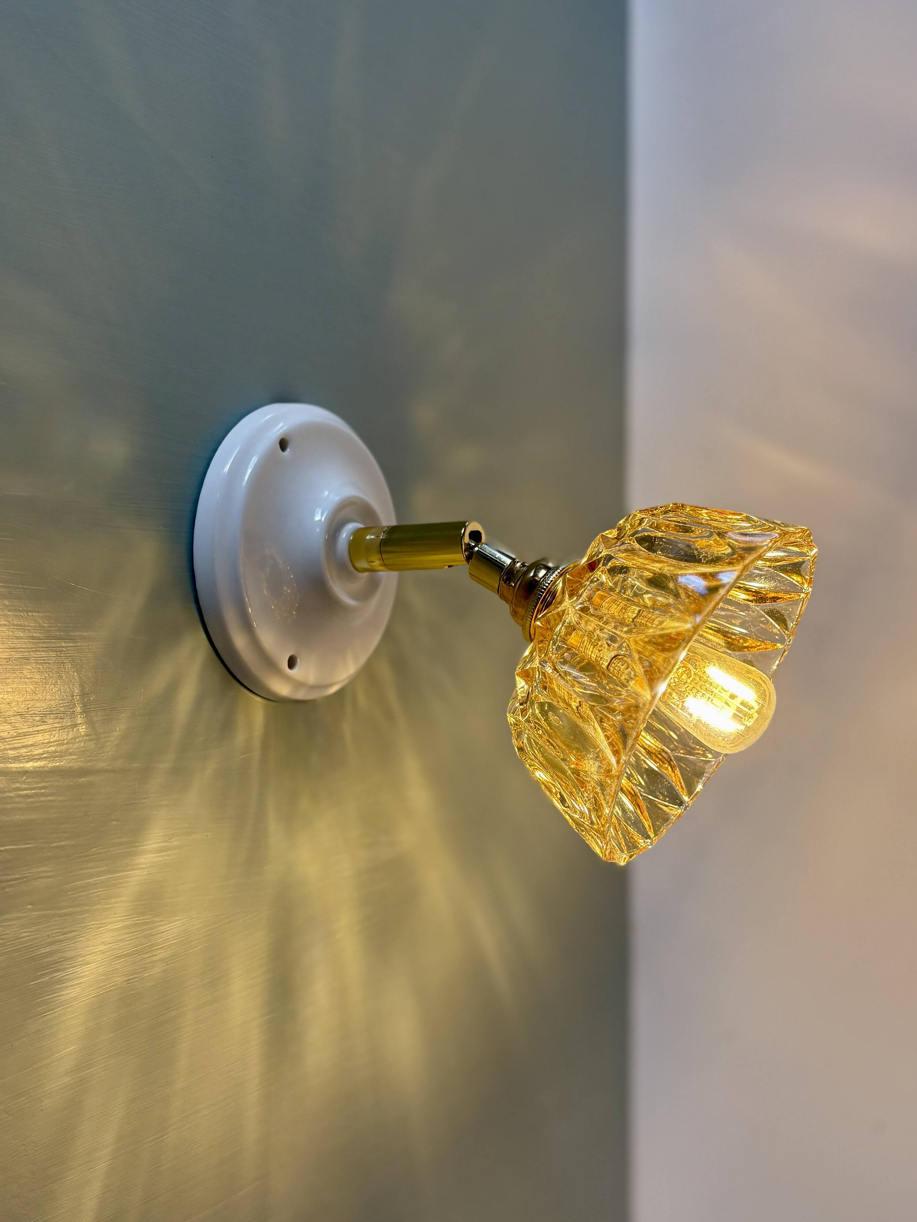 Vintage amber glass lampshade - tableware collection