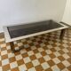 Rectangular coffee table in chrome steel and smoked glass from the 70s