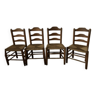 4 old chairs in solid wood