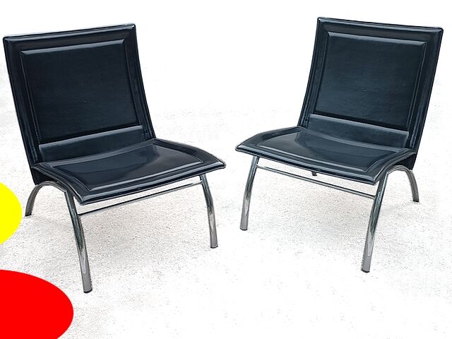 Italian leather low chair Midj