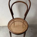 Chaise bistrot ancienne en bois et cannage