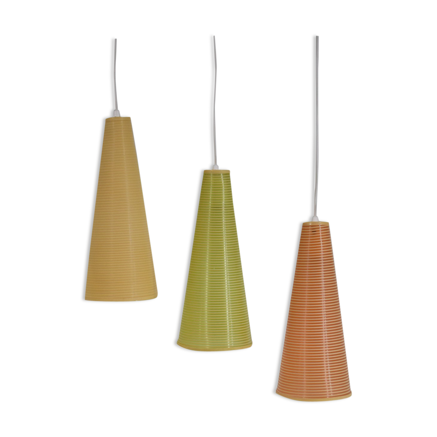 Lot de 3 suspensions Rhodoid Rotaflex, 1950