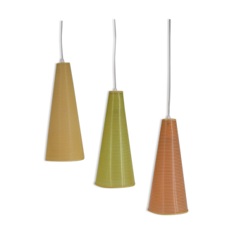 Lot de 3 suspensions Rhodoid Rotaflex, 1950