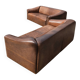 2 x Desede sofa / De Sede / Brown leather / DS-47 / matching patina of age /