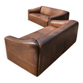 2 x canapé Desede / De Sede / cuir marron / DS-47 / patine assortie de l'âge /