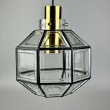 60s 70s ceiling lamp Glashütte Limburg Germany glass & brass Space Age