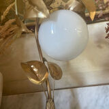 70s gold metal and opaline lamp