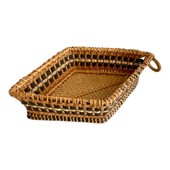 Straw and ribbon basket, ca 1900