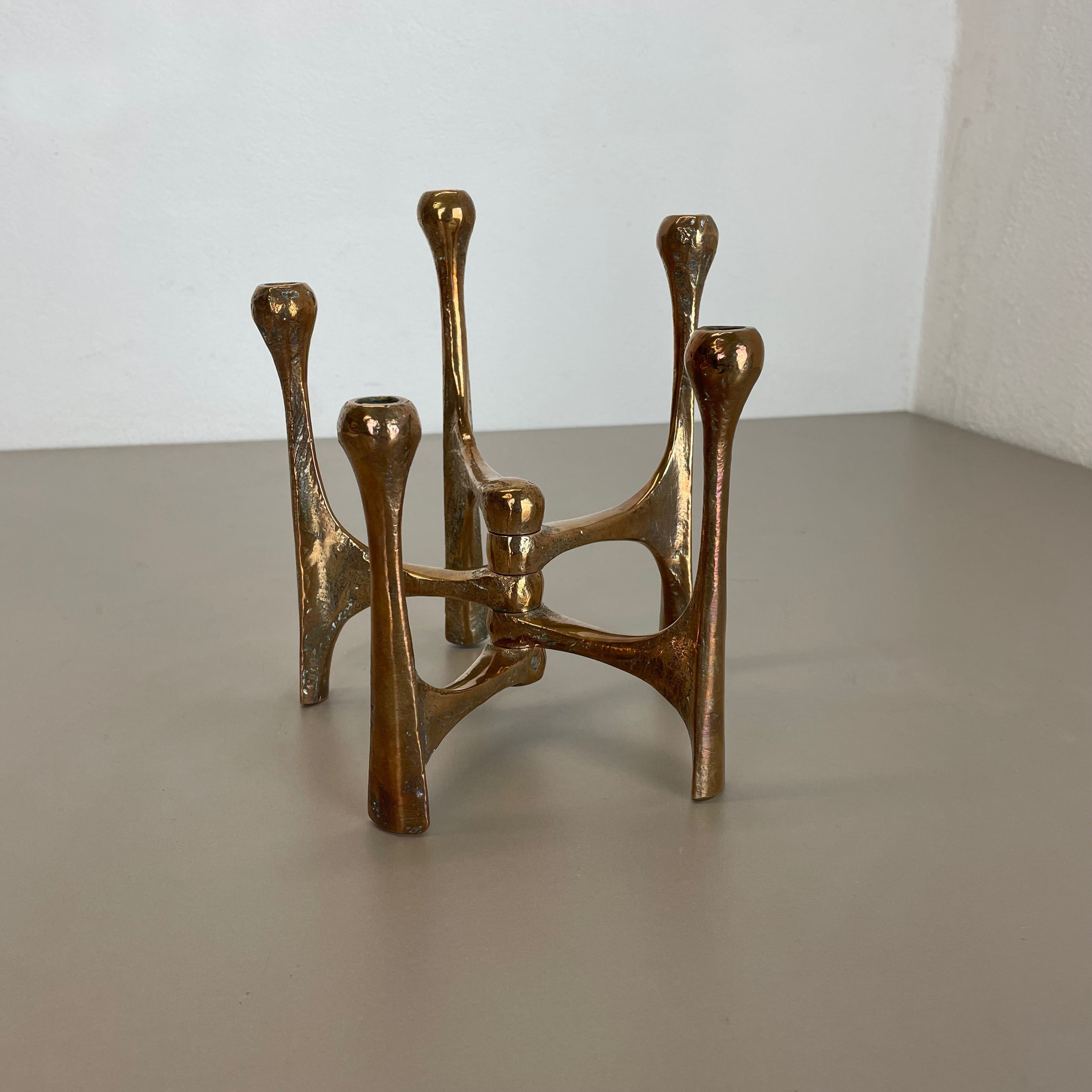 Midcentury Brutalist Bronze Candleholder by Michael Harjes, Germany, 1960s