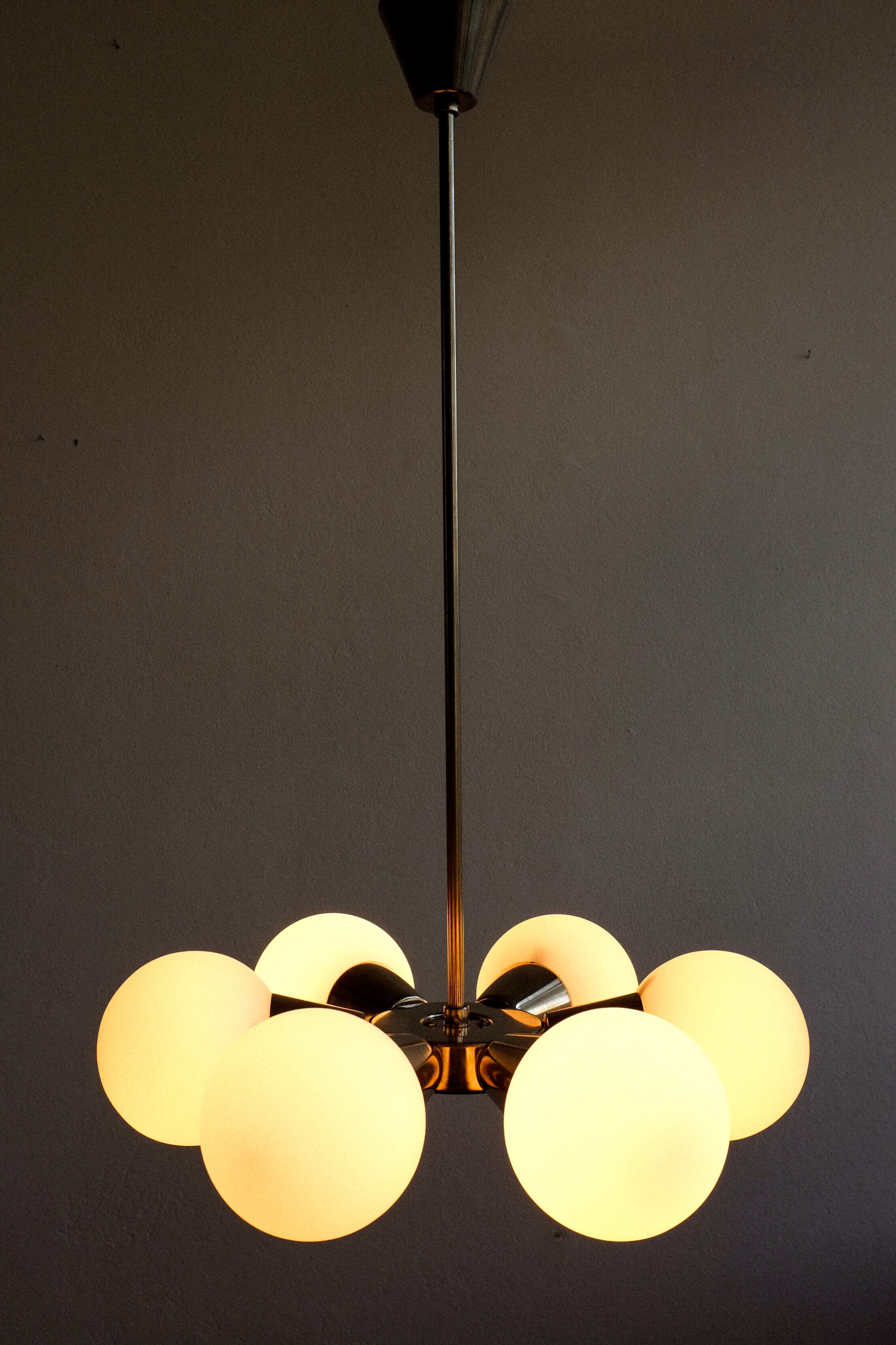 Silver Sputnik chandelier by Jaroslav Bejvl for Kamenický Šenov, 1970s