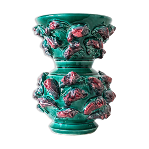 vase en céramique barbotine années 50. vase en céramique art déco.
