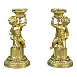 Pair of Gilt Bronze Candlesticks, Louis XVI Style – Mid 19th Century
