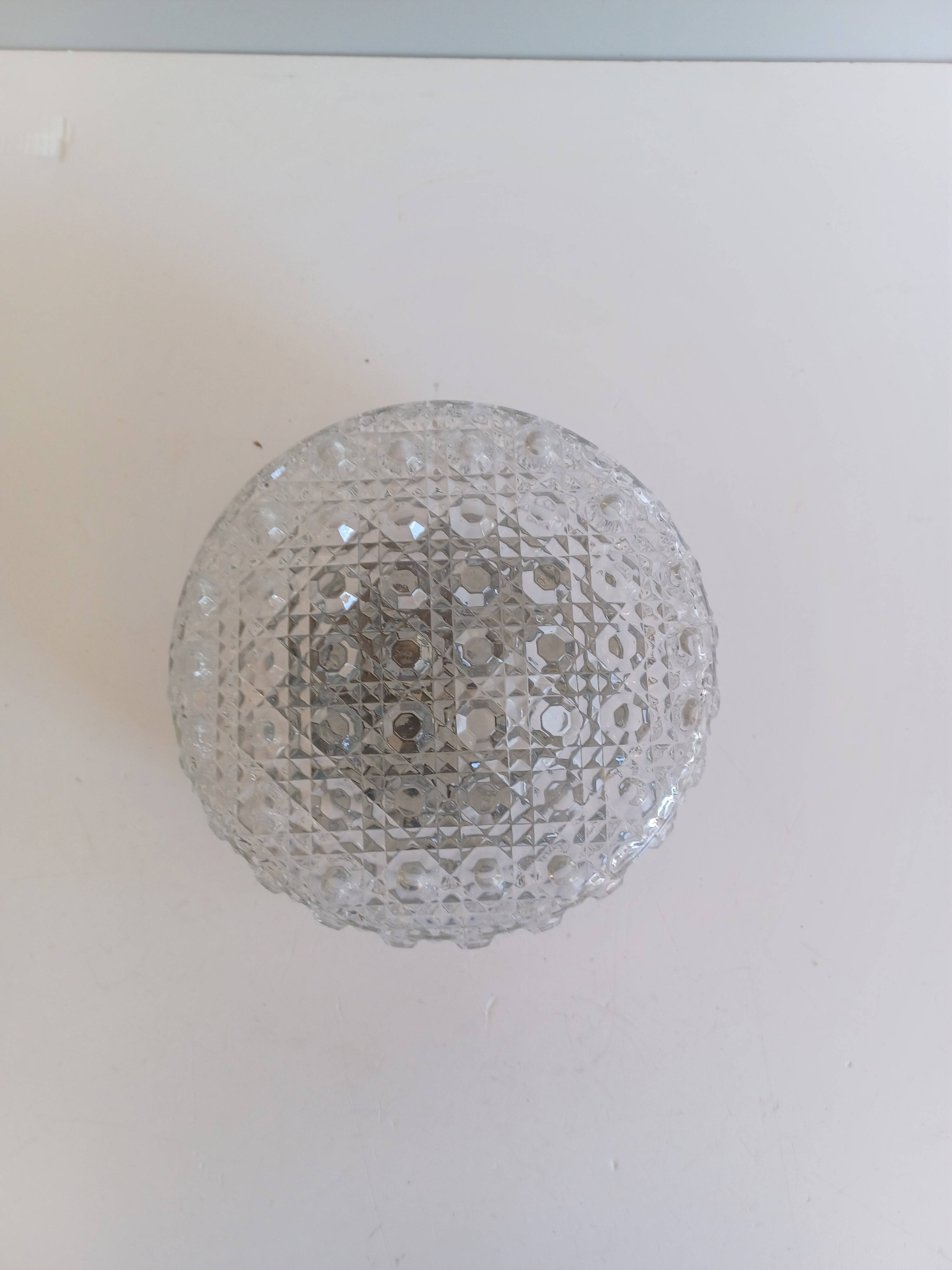 Vintage round ceiling light - Moulded glass - 1960