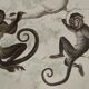 Planche zoologique originale " Doue - Alouate - Ouarine - &c... " Buffon 1836