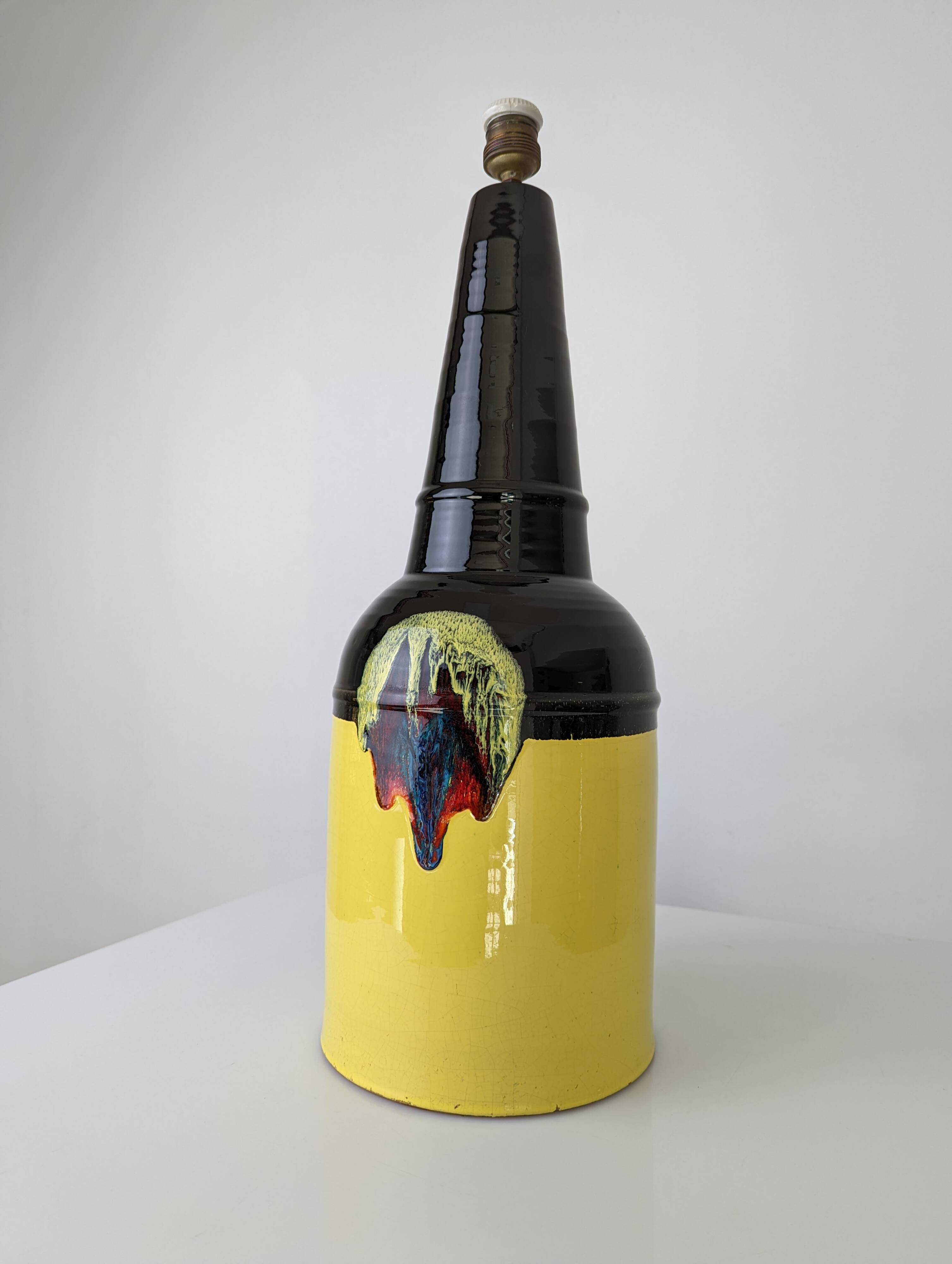 Bjørn Wiinblad Rosenthal Ceramic Table Lamp Yellow Glaze Denmark 1970s