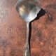 Strawberry spoon or antique Art Nouveau fruit salad in silver metal.