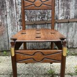 Commode scriban de marine bois laiton vintage et sa chaise