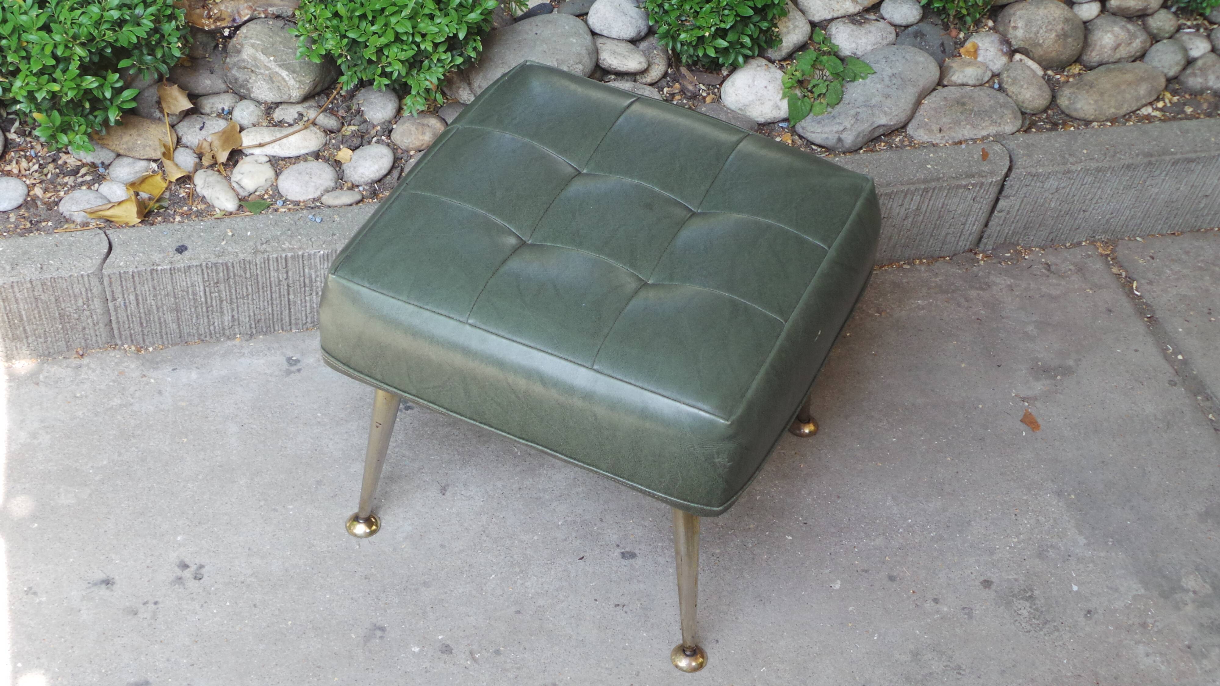 Stool footrest in green skaï